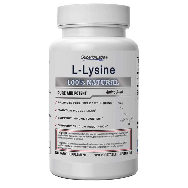 Superior Labs Amino Acid Lysine Calcium Immune 120 Capsules Overseas, 2ea