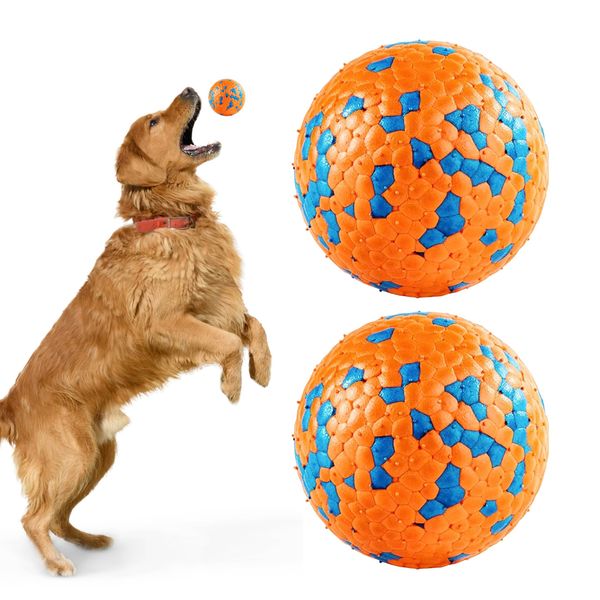 QIANHED Indestructible Dog Balls, Tennis Balls for Dogs to Fetch，Durable Dog Chew Toy, Bouncy Balls for Dogs Small Medium Breed，Training Catch & Fetch, 2.5 inch Water Floats Dog Toys，(2 Pack)