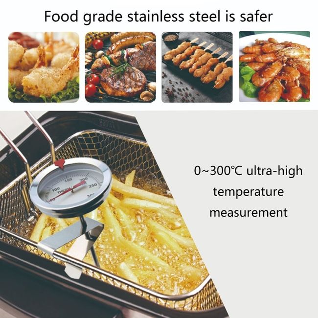 Oil Temperature Gauge Frying Deep-Fried Pot Clip Kitchen Turkey Barbecue  Food Cooking Kitchen Meat Probe Frying Thermometer