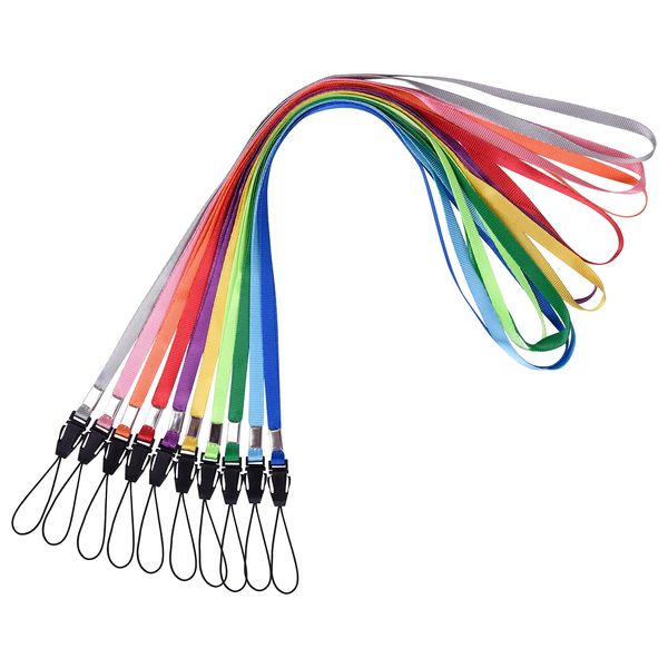 Wisdompro Schlüsselband Lang 10 Stück, Abnehmbarer Schlüsselbänder Bunt, Lanyard für USB Stick, Schlüssel, Ausweishülle, Tragbarer Kleiner Ventilator und Kleine Taschenlampe usw.(10 Farben)