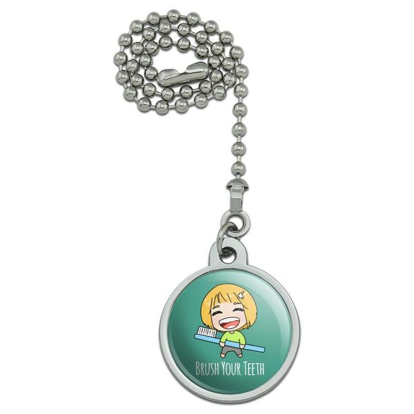 GRAPHICS & MORE Brush Your Teeth Toothbrush Kawaii Chibi Ceiling Fan and Light Pull Chain