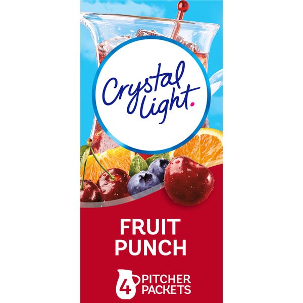 Crystal Light Sugar-Free Fruit Punch Low Calories Powdered Drink Mix 4 Count Pitcher Packets