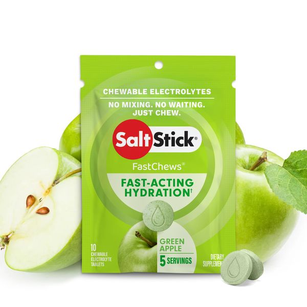 SaltStick Fastchews Electrolyte Replacement - Pack of 10 Chews (Green Apple)
