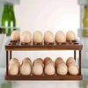 Wooden Double Layer Egg Holder, Egg Container Rack Countertop, Stackable Storage Trays Organizer, Space Saving Tray Basket For Kitchen Organization