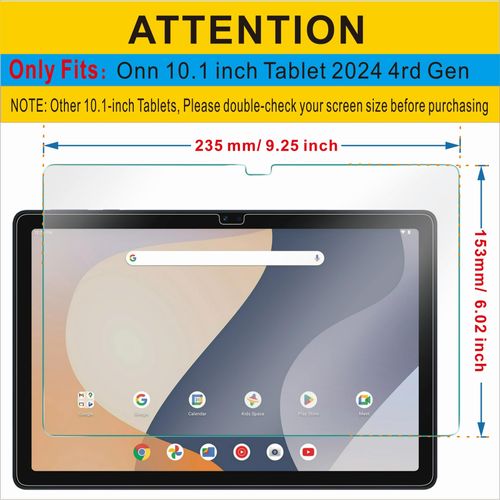 XunyLyee 2-Pack, Screen Protector for Onn 10.1 inch Tablet 2024 4rd Gen Tempered Glass Film [235 * 153mm/ 9.25 * 6.02 inch]