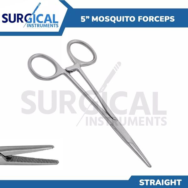 5" Fishing Straight Hemostat Forceps Locking Clamps Stainless Steel German Grade