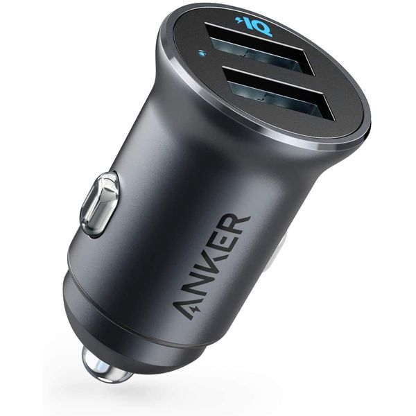 Anker 320 Car Charger (24W II) Ladegerät, Mini Autoladegerät, 4.8A Duales USB mit blauem LED-Licht, für iPhone13/12/11/XR/Xs, iPad Pro/Air 2/mini, Galaxy und mehr