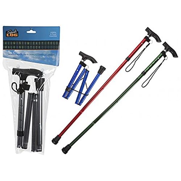 1 x FOLDING ALUMINIUM WALKING STICK (ADJUSTABLE HEIGHT) 4 ASSORTED COLOURS - 1 SENT AT RANDOM.