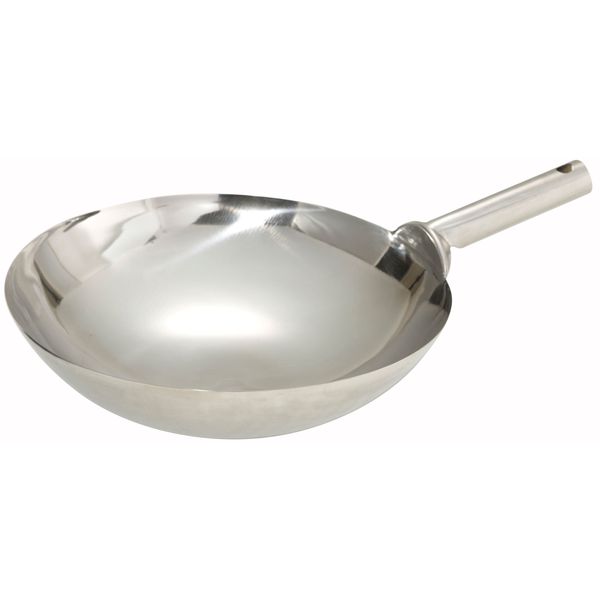 Winco Stainless Steel Wok with Welded Joint Handle, 16-Inch