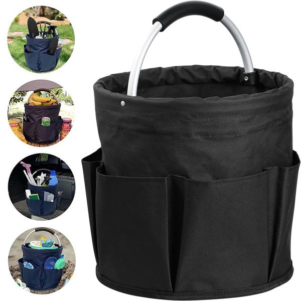 Kiswleon 17L Cleaning Caddy With Handle, Cleaning Products Organiser, Foldable Bucket for Space Saving, Craft Caddy for Storing Towels,Easy to Clean and Carry.(Black)