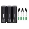 3 Soap Dispenser for Shower Gel Shampoo Conditioner Wall Mount Matte Black