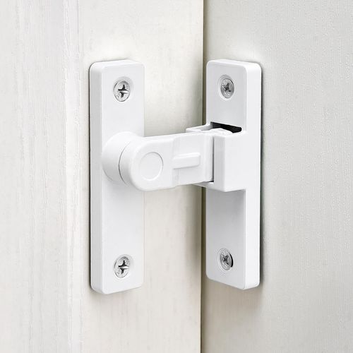 INIRET 90 Degree Flip Latch,Zinc Alloy Right Angle Gate Latches,for Enhanced Security and Privacy on Sliding Barn Doors,Closets,French Doors,Wine Cabinets,and More (White)
