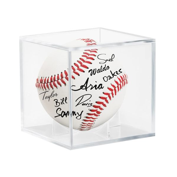 Baseball Display Case Acrylic Cube - UV Protected Acrylic Baseball Holder, Display Case for Autographed Baseball, Tennis Ball, Golf Ball, Billiard Ball, Memorabilia Display Cases