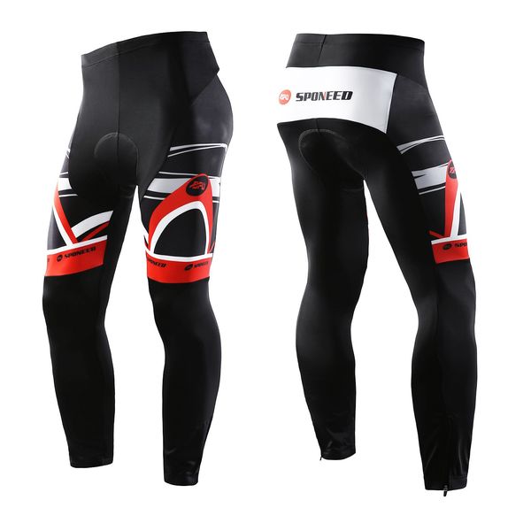 sponeed Men Pants Bicycle Wear Riding Long Sleeve Leggings Ride Padded Cycling Bottoms US L Red White