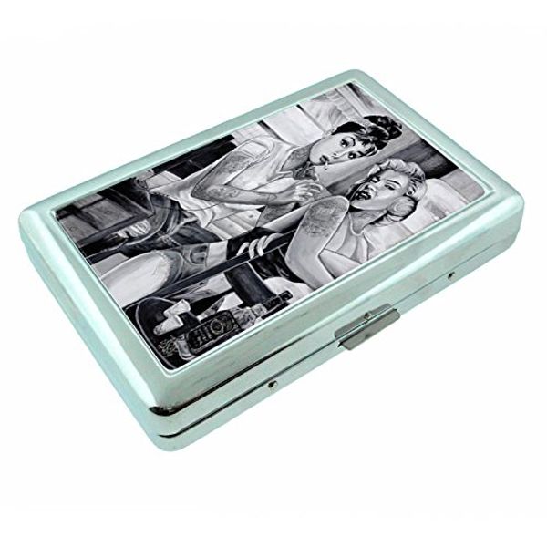 Metal Silver Cigarette Case Vintage Poster D-190 Audrey Hepburn Tattoo Blonde Starlet