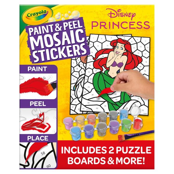 Crayola Paint & Peel Mosaic Stickers (20+ Pcs), Paint by Number for Kids, Mosaic Arts & Crafts, Kids Washable Paint, Sticker Sheet