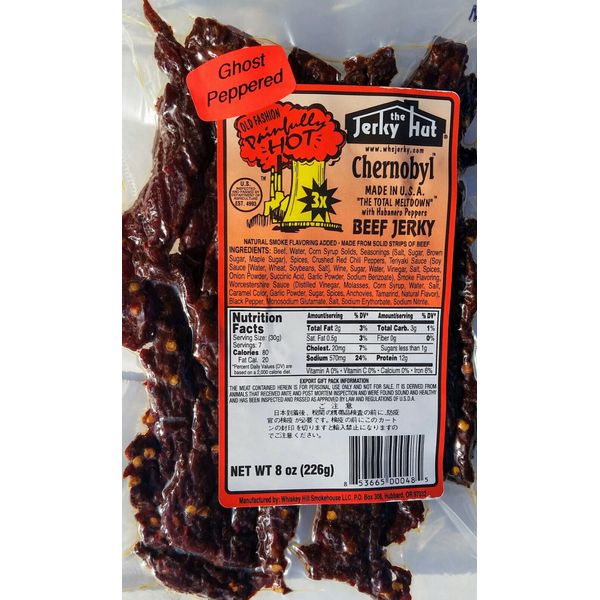 Chernobyl Ghost Pepper Beef Jerky Extremely HOT!!! Jerky Hut 8oz Bag *1/2 Pound*