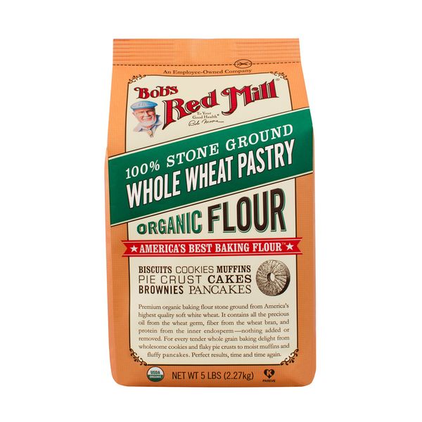 Bob's Red Mill, Organic Pastry Flour, Whole Wheat, 5 Pound