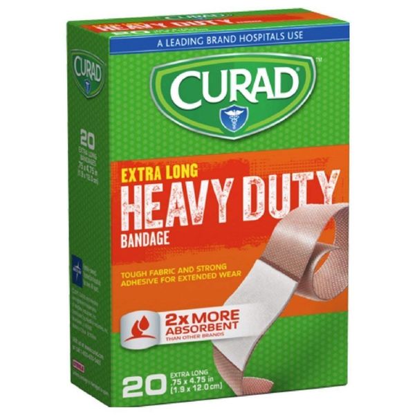 CURAD Heavy Duty Bandage Extra Long 20 Count .75 x 4.75 in ( Pack of 1)