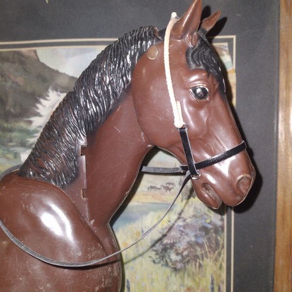 Johnny West Marx breyer Horse black rawhide  brown  leather bridle