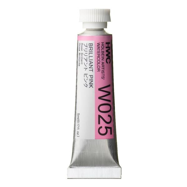 Holbein W025 Transparent Watercolor Paint, Brilliant Pink, 0.16 fl oz (5 ml) (No.2), 003025