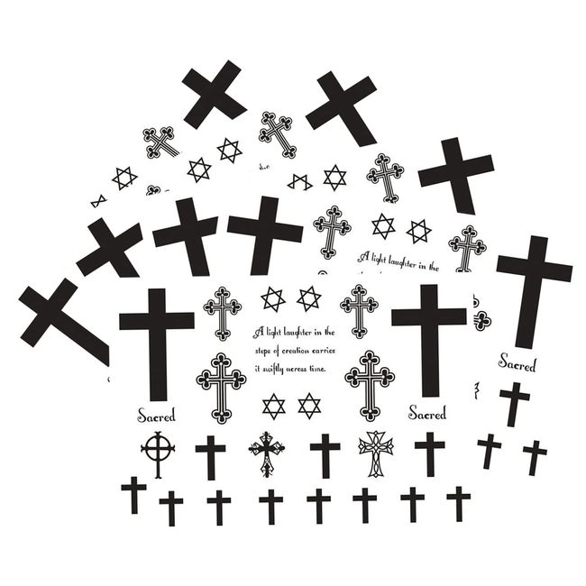 Nirbffo Schwarz Kreuz Temporäre Tattoos Wasserdichte Tätowierung Männer und Frauen kleine Kreuz Tattoos Aufkleber 5 Blätter 10x17CM