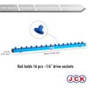 JCK 1/4" Drive Aluminum Socket Holder Organizer, Unique Designed Rack, for Metric/Imperial Air Tool Moveable Secure Socket Combination Toolbox Socket Storage