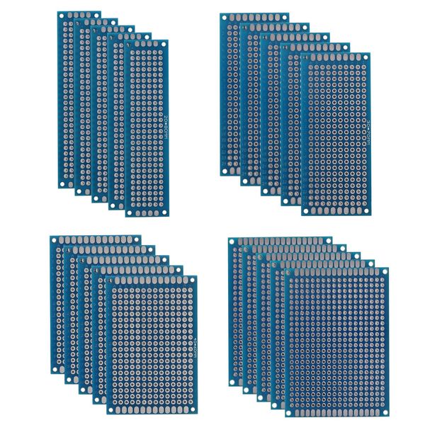 20PCS 4 Values Double Sided PCB Board Kit, Prototype Boards 1.6 mm Thickness Prototype Kit Compatible for Arduino for DIY Electronic Experiments(Blue)