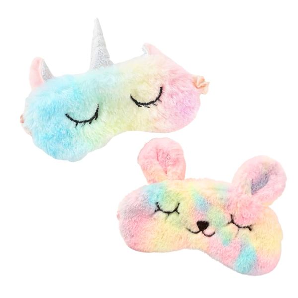 I'm so happy Eye Mask for Sleeping Kids Cute Character Eye Pillow Animal Funny Set of 2 (Rabbit+Unicorn)