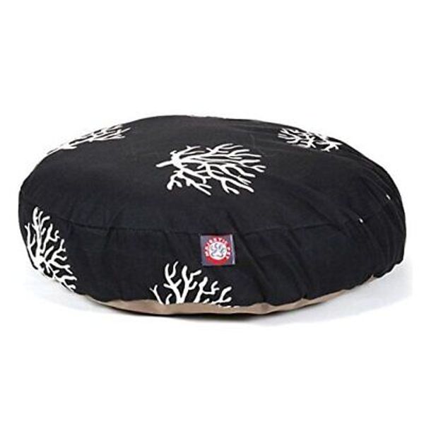 Black Coral Small Round Indoor Outdoor Pet Dog Bed With Removable Washable