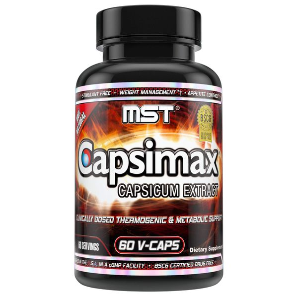 MST Capsimax Supplement 100mg V Capsules, 60 Servings Clinically Dosed Weight Management, Thermogenic, Appetite Control, Calorie Burning, Metabolic Health, Stimulant Free. BSCG Certified