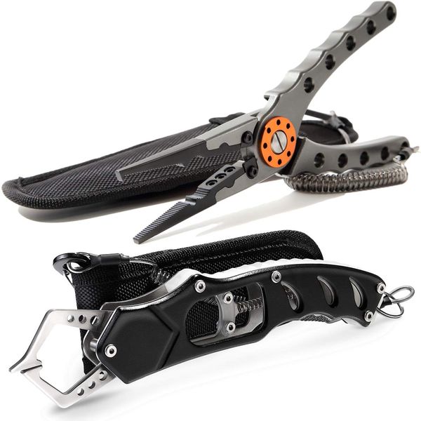 Contyu Fishing Pliers Fish Grip Set Fishing Pliers Grips (Black/Black, 22)