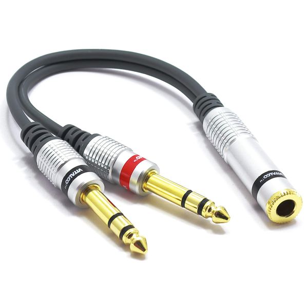 VITALCO 6.3mm Klinke Audio Splitter Adapter Stereo Buchse auf 2X 6.3 Stereo TRS Klinkenstecker Weiblich auf Dual Männlich TRS Adapterkabel Kabel Y-Kabel Verteiler Kupplung