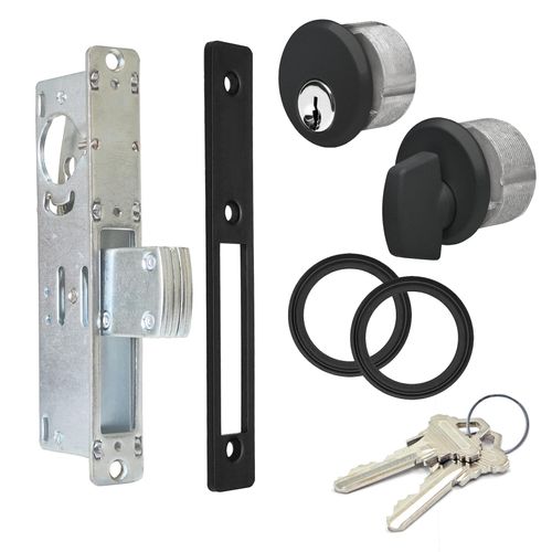 Storefront Door | Commercial Door | Aluminum Door | Mortise Lock Deadbolt Lock with Keys | Key Cylinder and Thumb Turn Combo, 1-1/8" Backset, Available in Aluminum and Duronotic Finishes (DU)