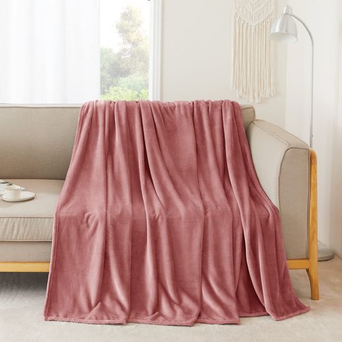 NICETOWN Fleece Throw Blanket for Couch, Fuzzy Cozy Super Soft Flannel Blanket, Lightweight Skin Friendly Microfiber for Babies/Kids (Twin Size, 60 x 80, Dirty Pink)