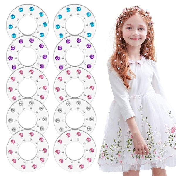 Yeefunjoy 100Pcs Hair Jewelry Refills, 10 Sheets Hair Bedazzler Refill Gems, Colorful Hair Stapler Gem Stamper Refill for Women Girls, DIY Hair Accessories, Kids Girls Styling Hair Tool Hair Gems