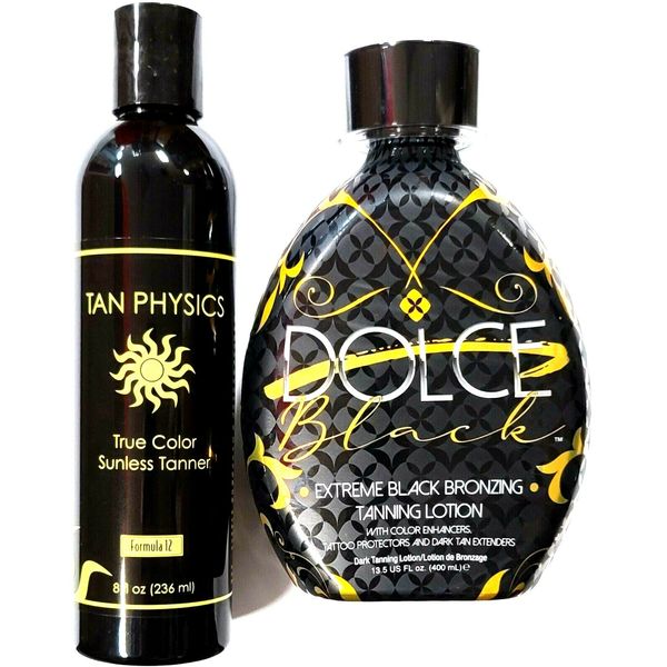 Tan Physics Sunless Self Tanner & DOLCE Black Extreme Bronzer Tanning Lotion