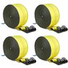 Truck Straps Winch Strap 4" x 30' with Flat Hook for Towing 4 Pack Yellow