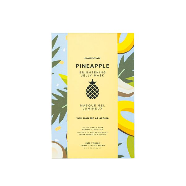 MaskerAide Pineapple Brightening Jelly Mask with Coconut Water, Niacinamide & Sweet Cherry Extract, Hydrating, Soothing, Cooling, Reduces Redness, Moisturizing Mask, Korean Skincare (Sleeve - 3 Uses)