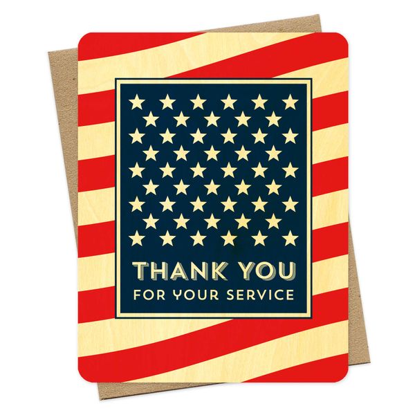 American Thank You Card by Night Owl Paper Goods, Birch Wood