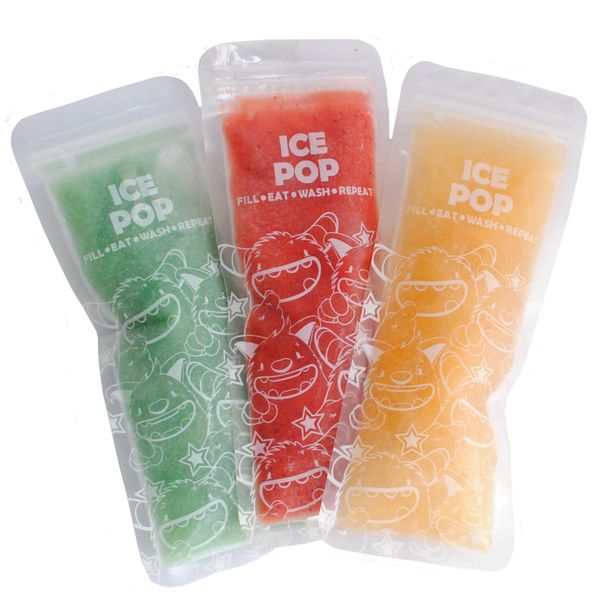 Nom Nom Kids | Ice Pop Bags made reusable | pack of 8 | popsicle bags | Ice pop moulds for kids | cute monster design