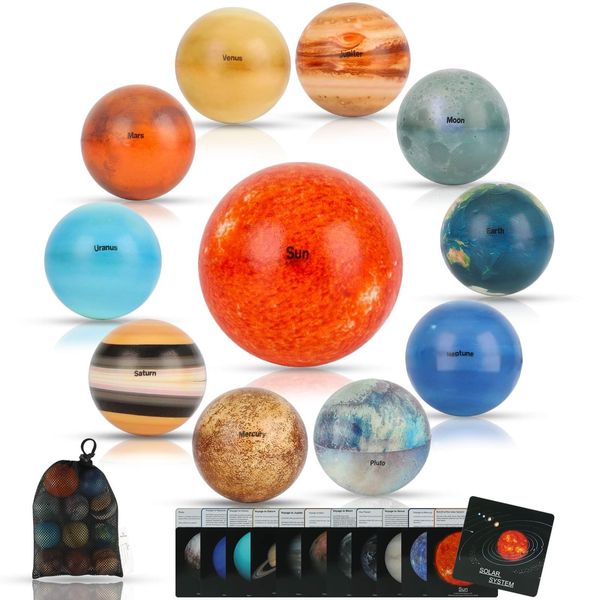 Solar System Stress Ball for Kids and Adult 11 Piece, with mesh Storing Bag, Anti Stress Solar Planets Balls (Planet Balls)