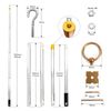 Attic Pull Down Hook Kit - 60 Inch Steel Pole & Hook for Scissor Ladders | Cordless Attic Door Release System with Solid Antique Brass Handle (Silver)