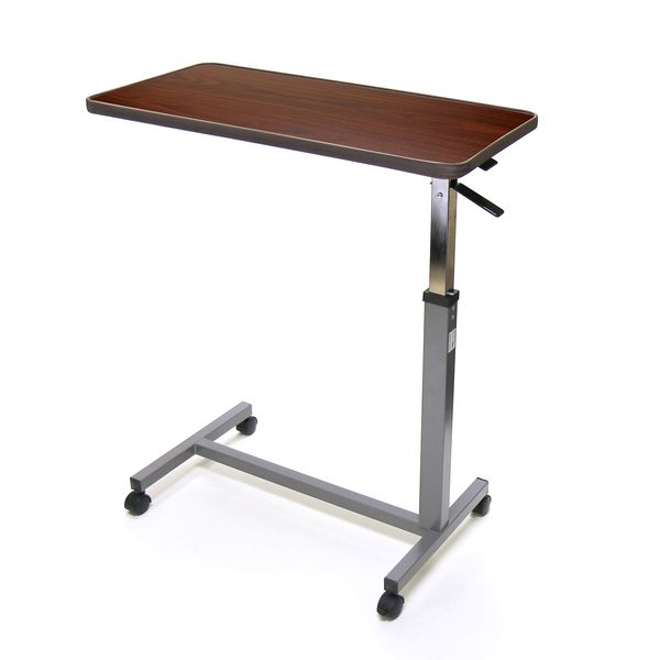 Invacare Hospital Style Overbed Table with Adjustable Height Tilt Top and Wheels, Fits Over Beds and Bedside, 6418