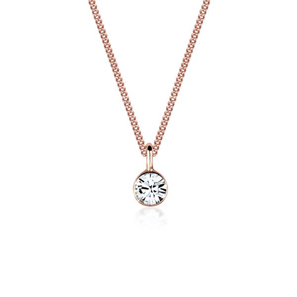 Elli Necklace Solitaire Crystals 925 Silver Rosegold Plated