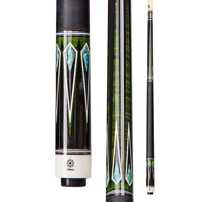 Collapsar CH03 Pool Cue with Soft Case,Green Curly Maple with Cream&Mother-of-Pearl Dimond,Black Irish Linen Handle, 58Inch Professional Pool Sticks