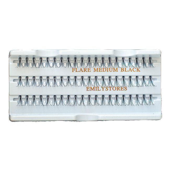 EMILYSTORES 12 Packs Eyelashes Natural Individual Lashes Plant Flare Medium Eyelash 12mm Black For Eye Lash Extensions Lashes-Knotted(12MM,Medium Lashes)