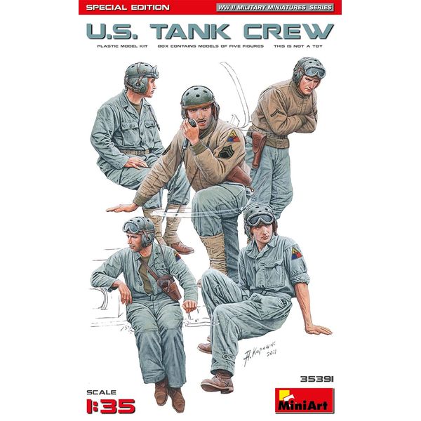 Miniart MIN35391 1:35-US Tank Crew, (Special Edit) Scale Model kit, Unpainted