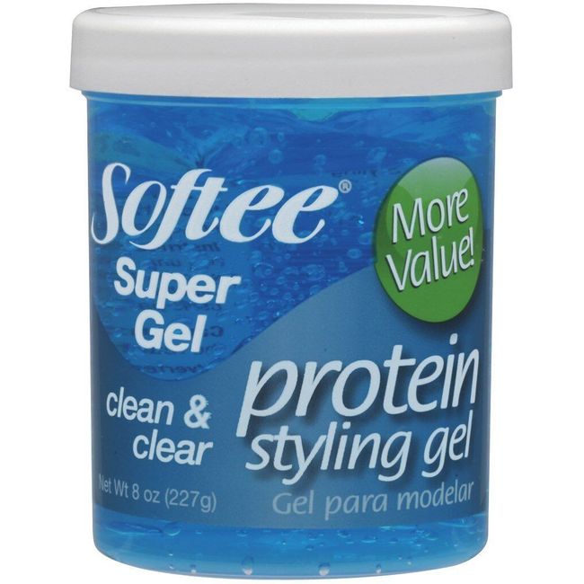 Softee Protein Styling Gel - Clean & Clear, Super Blue 8 oz.