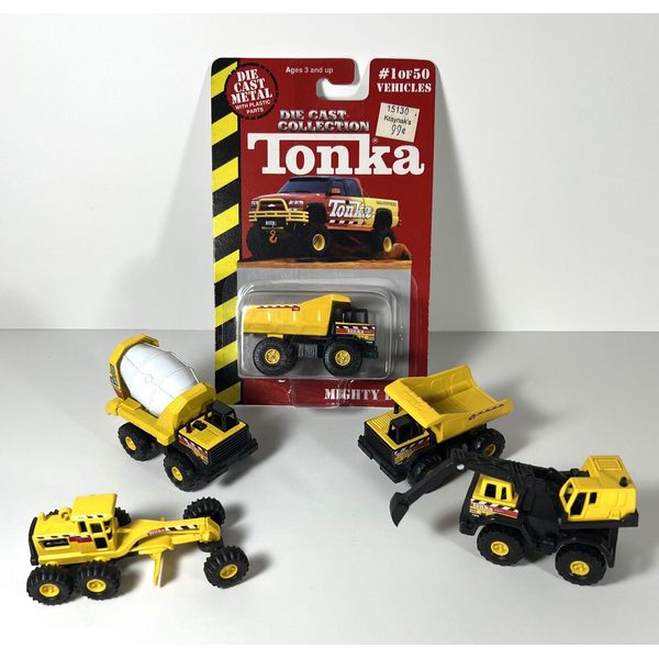 Lot Tonka Mini Mighty Dump, Grader, Cement Mixer, Backhoe  New & NIP Maisto 1999